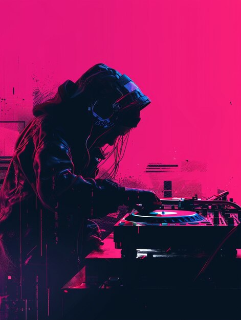 Cyberpunk dj illustration