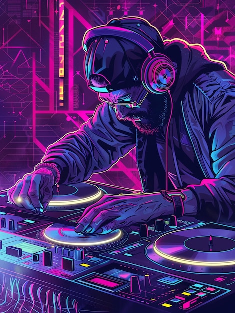 Cyberpunk dj illustration