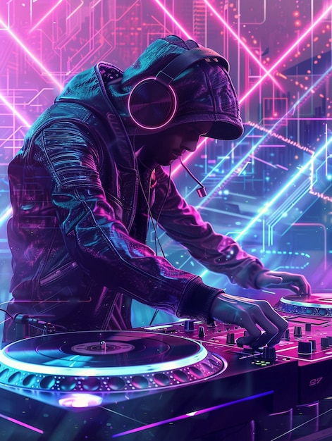 Cyberpunk dj illustration