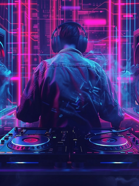 Free photo cyberpunk dj illustration