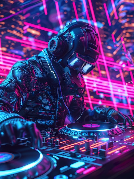 Cyberpunk dj illustration