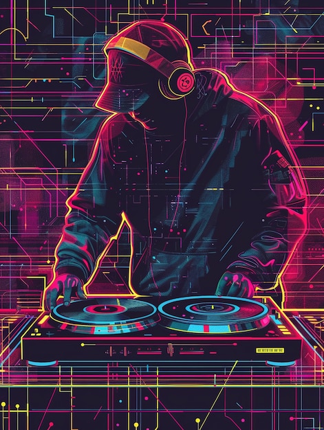 Free Photo cyberpunk dj illustration