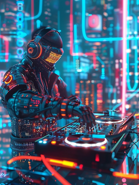 Cyberpunk dj illustration