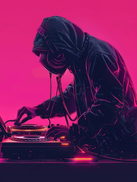 Free photo cyberpunk dj illustration