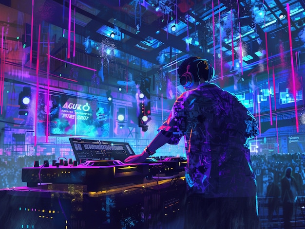 Cyberpunk dj illustration