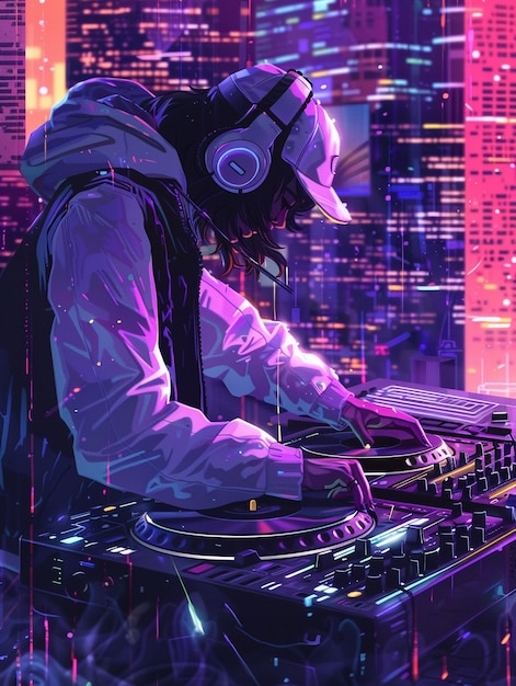 Cyberpunk dj illustration