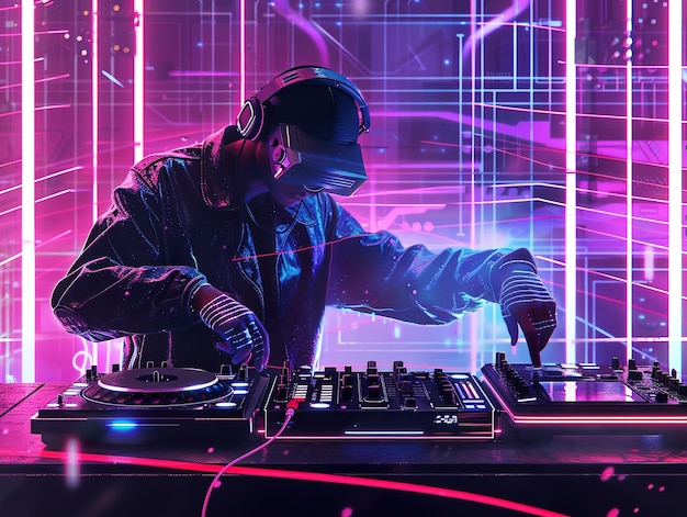 Cyberpunk dj illustration