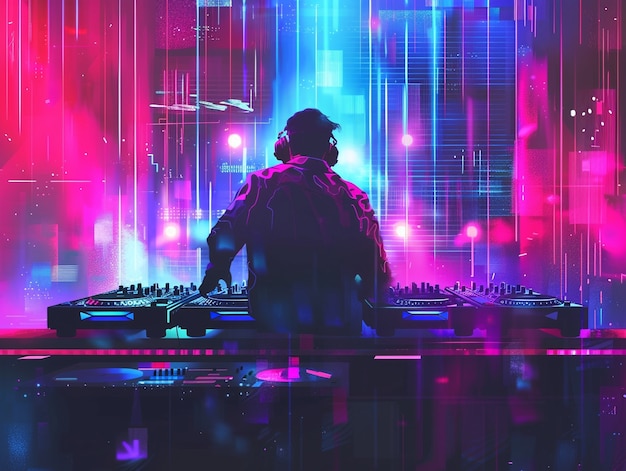 Cyberpunk dj illustration