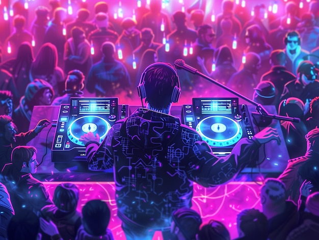 Free photo cyberpunk dj illustration