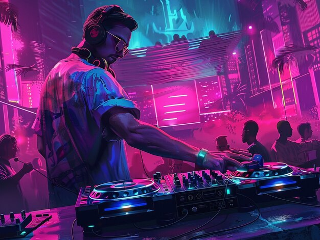 Cyberpunk dj illustration