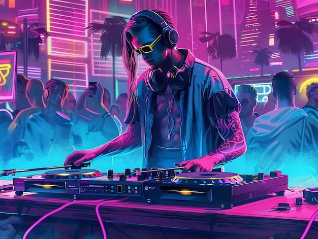 Cyberpunk dj illustration