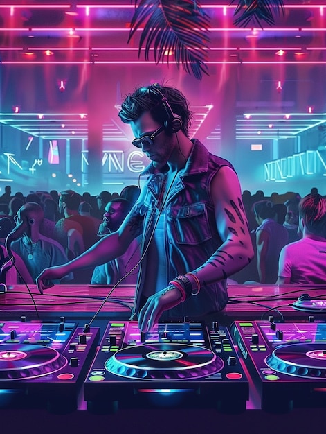 Free photo cyberpunk dj illustration