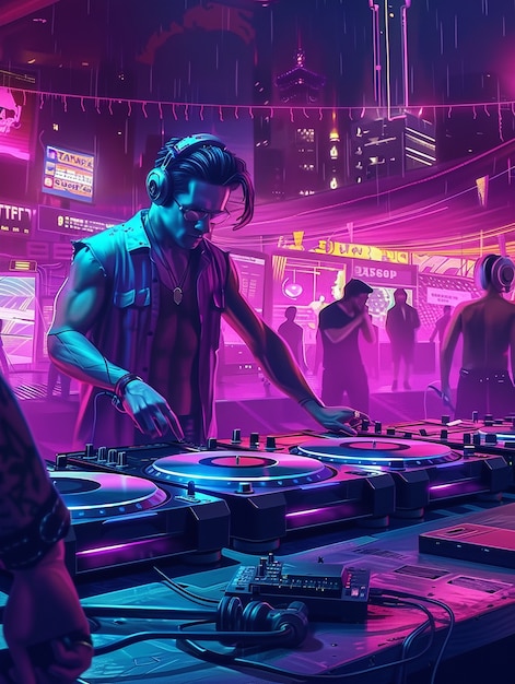 Cyberpunk dj illustration