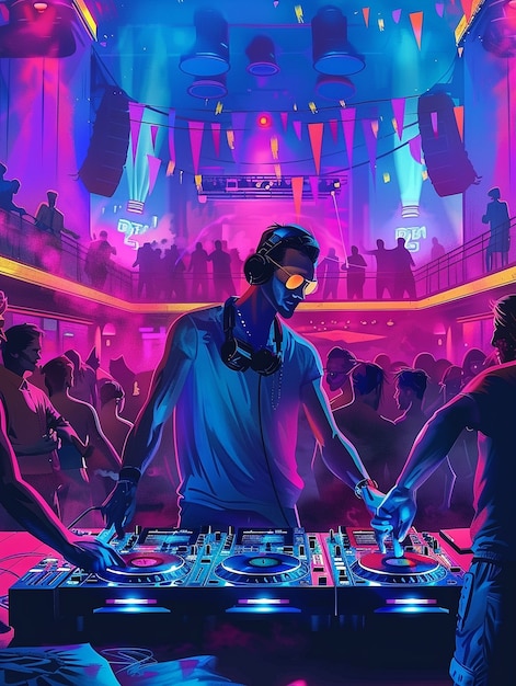 Free photo cyberpunk dj illustration