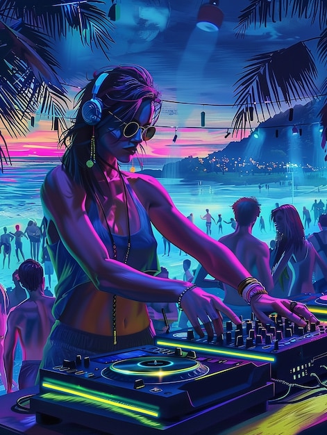 Free photo cyberpunk dj illustration