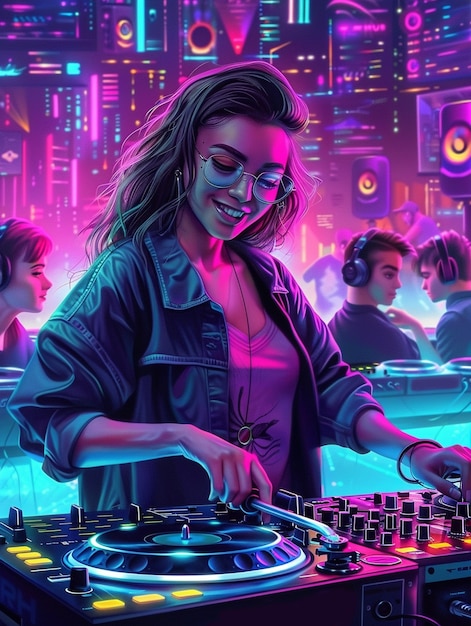 Free Photo cyberpunk dj illustration