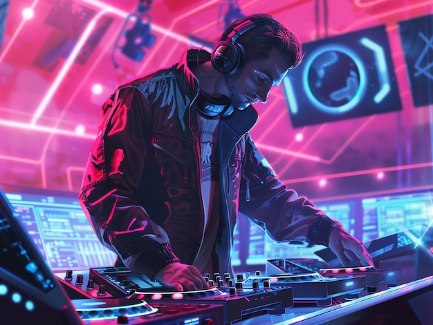 Cyberpunk dj illustration