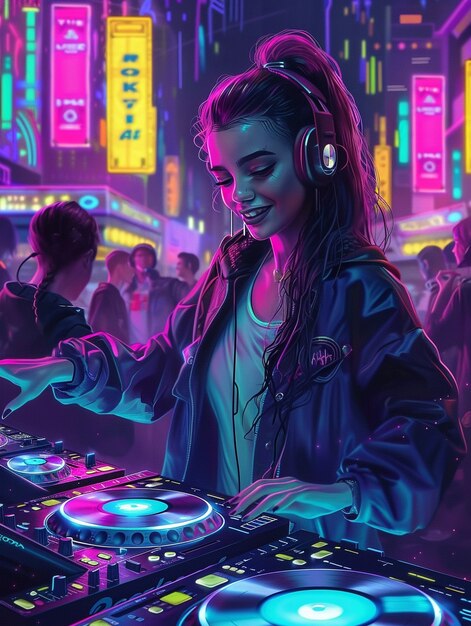 Cyberpunk dj illustration