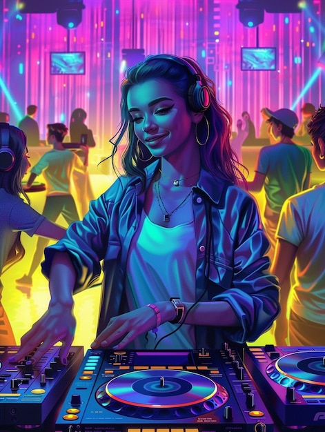 Cyberpunk dj illustration