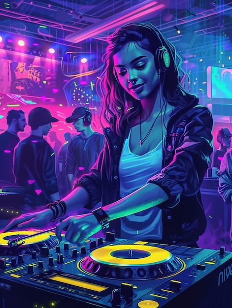 Cyberpunk dj illustration