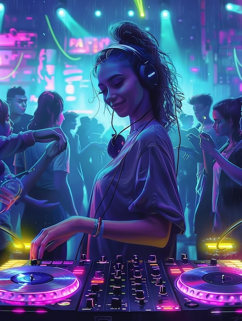 Free photo cyberpunk dj illustration