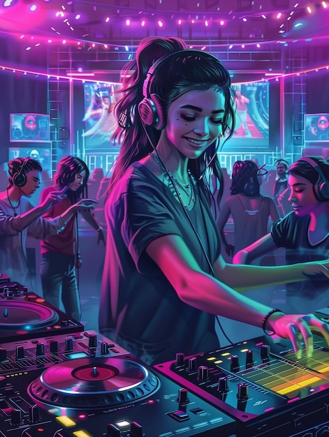 Cyberpunk dj illustration