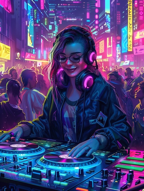 Cyberpunk dj illustration