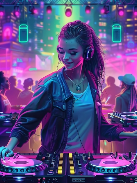 Cyberpunk dj illustration