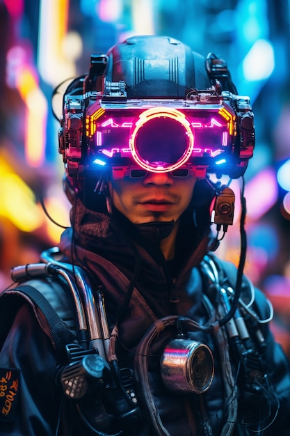 Cyberpunk man warrior portrait