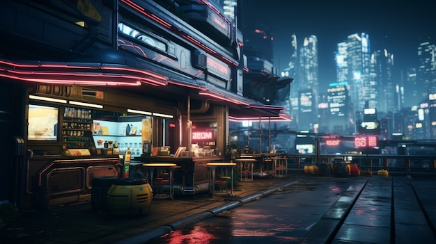 Cyberpunk urban scenery