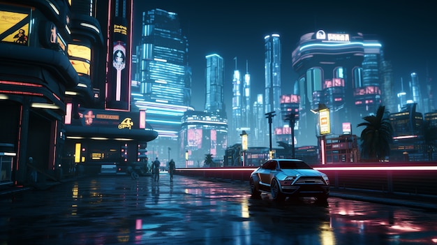 Cyberpunk urban scenery