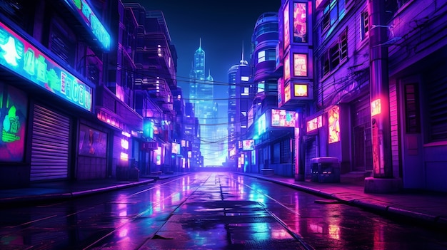 Cyberpunk urban scenery