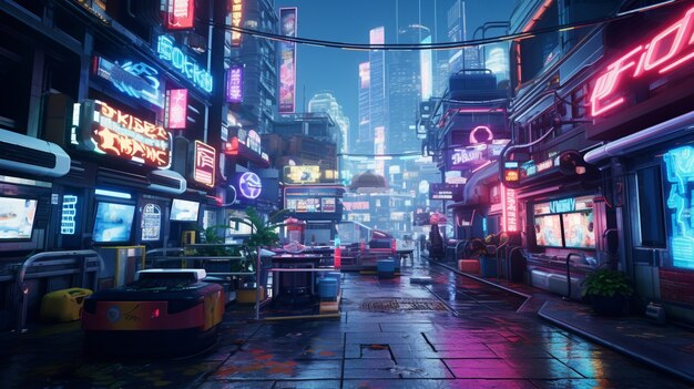 Cyberpunk urban scenery