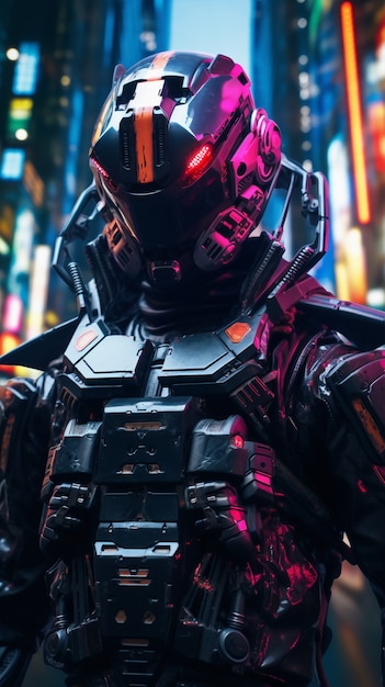 Free Photo cyberpunk warrior portrait