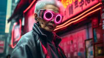 Free photo cyberpunk woman warrior portrait