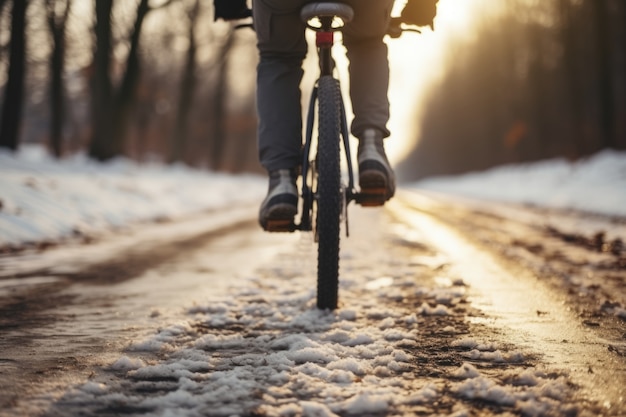 Free photo cyclist riding bicycle in nature