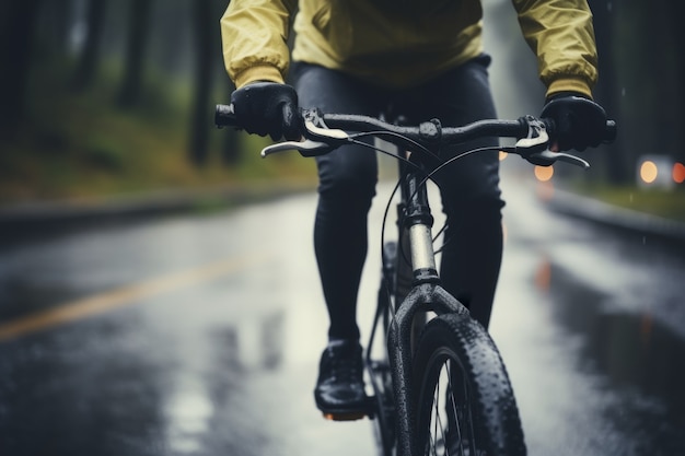 Free photo cyclist riding bicycle in nature