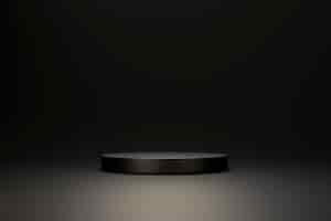 Free photo cylinder empty black podium pedestal product display stand background 3d rendering