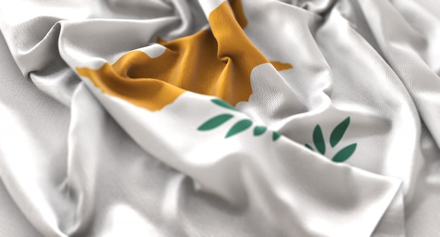 Free photo cyprus flag ruffled beautifully waving macro close-up shot