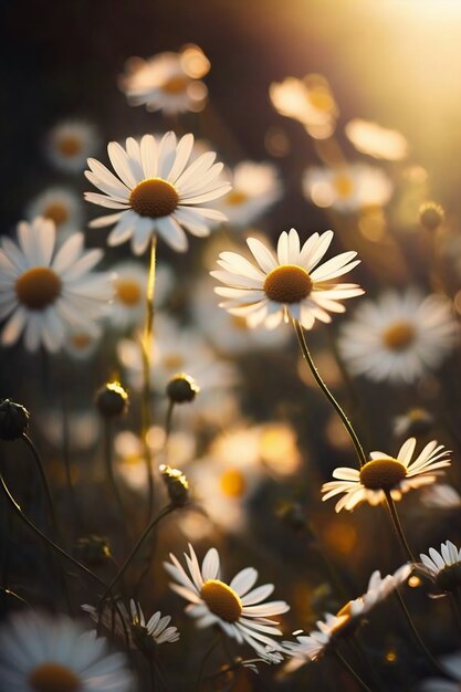 Daisy field landscape for wallpapers