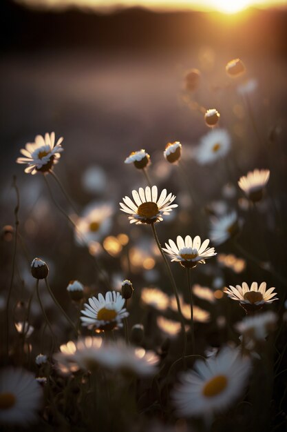 Daisy field landscape for wallpapers