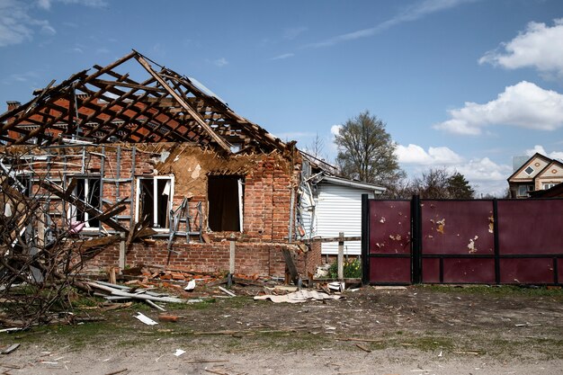 Damaged house russian's war in ukraine