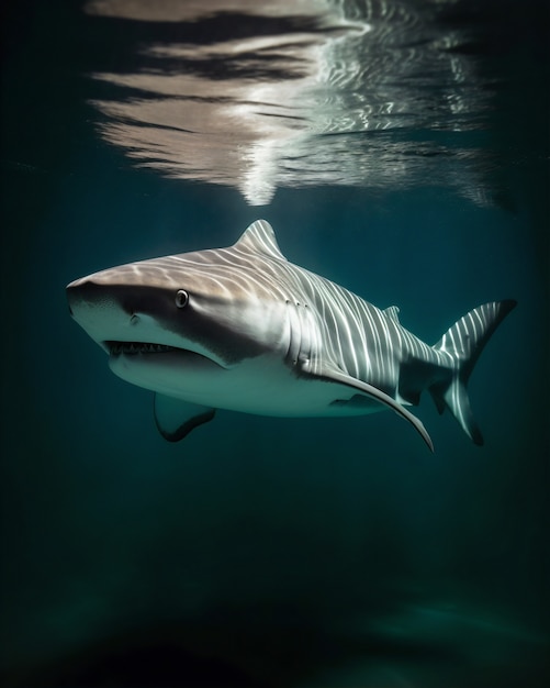 Free photo dangerous shark underwater