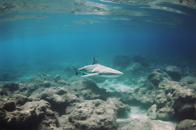 Free photo dangerous shark underwater