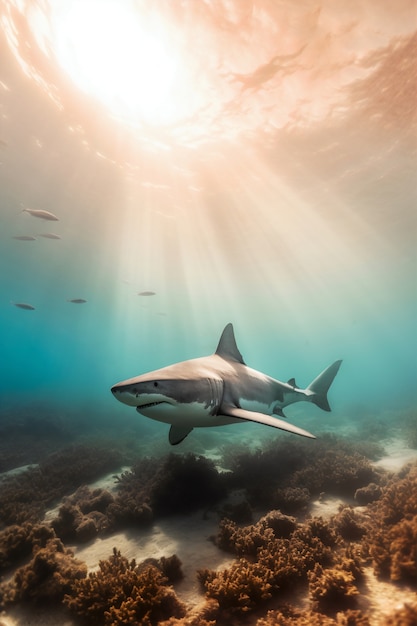 Dangerous shark underwater