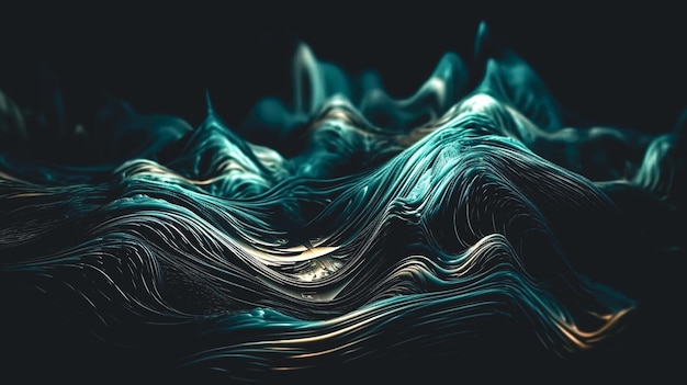 Dark background with green soft lines generative AI