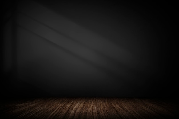 Dark gray wall with wooden plank product background