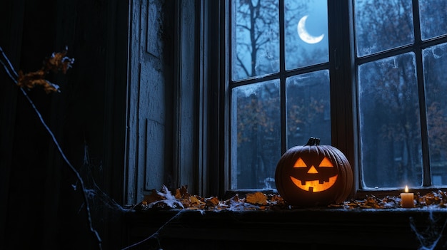 Free Photo dark pumpkin landscape for halloween celebration