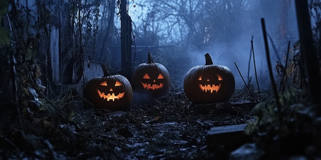 Dark pumpkin landscape for halloween celebration