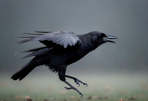 Free photo dark scene of crow in nature